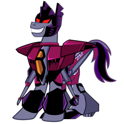 Size: 1200x1200 | Tagged: safe, artist:galeemlightseraphim, pony, robot, robot pony, decepticon, ponified, simple background, smiling, solo, starscream, transformers, transformers animated, transparent background