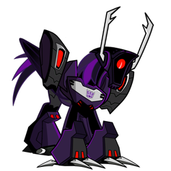 Size: 1200x1200 | Tagged: safe, artist:galeemlightseraphim, pony, robot, robot pony, decepticon, ponified, shockwave, simple background, smiling, solo, transformers, transformers animated, transparent background