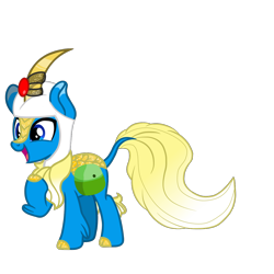 Size: 1200x1200 | Tagged: safe, artist:galeemlightseraphim, kirin, adventure time, bag, cloven hooves, finn the human, kirin-ified, leonine tail, male, raised hoof, saddle bag, simple background, solo, species swap, tail, transparent background