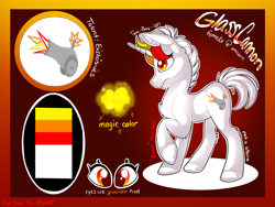 Size: 2224x1668 | Tagged: safe, artist:mychelle, oc, oc:glass cannon, pony, unicorn, female, mare, reference sheet, solo