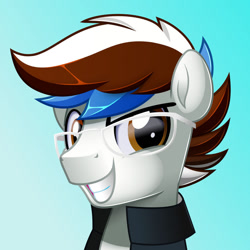 Size: 800x800 | Tagged: safe, artist:jhayarr23, oc, oc:soul beat, pony, bust, glasses, male, portrait, solo, stallion