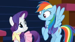 Size: 1920x1080 | Tagged: safe, screencap, rainbow dash, rarity, g4, the end in friend, camping outfit