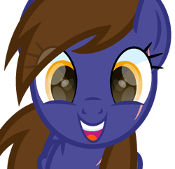 Size: 828x802 | Tagged: safe, artist:ponkus, oc, oc only, oc:dauntless, pegasus, pony, fallout equestria, brown mane, bust, cute, female, happy, looking at you, mare, open mouth, open smile, pegasus oc, scar, show accurate, simple background, smiling, smiling at you, solo, transparent background