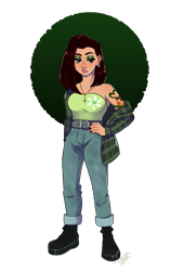 Size: 1700x2500 | Tagged: safe, alternate version, artist:theartfox2468, oc, oc only, oc:white lilly, human, icey-verse, :p, bare shoulders, belt, boots, clothes, cross, ear piercing, earring, eyebrow piercing, eyeshadow, female, flannel, hand on hip, humanized, humanized oc, jeans, jewelry, lip piercing, magical lesbian spawn, makeup, nail polish, necklace, nose piercing, offspring, pants, parent:applejack, parent:strawberry sunrise, parents:applerise, piercing, shoes, simple background, solo, tattoo, tongue out, transparent background, tube top, unamused