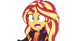 Size: 1920x1080 | Tagged: safe, edit, edited screencap, screencap, sunset shimmer, equestria girls, equestria girls specials, g4, my little pony equestria girls: better together, my little pony equestria girls: sunset's backstage pass, background removed, female, not a vector, open mouth, reaction, simple background, solo, transparent background