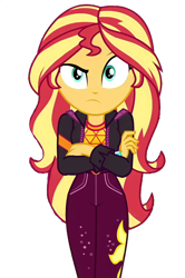 Size: 1232x1855 | Tagged: safe, edit, edited screencap, screencap, sunset shimmer, equestria girls, equestria girls specials, g4, my little pony equestria girls: better together, my little pony equestria girls: sunset's backstage pass, background removed, crossed arms, not a vector, simple background, solo, sunset shimmer is not amused, transparent background, unamused