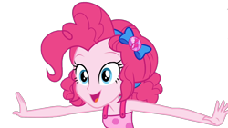 Size: 1920x1080 | Tagged: safe, edit, edited screencap, screencap, pinkie pie, equestria girls, equestria girls specials, g4, my little pony equestria girls: better together, my little pony equestria girls: spring breakdown, background removed, bare shoulders, not a vector, open mouth, open smile, simple background, sleeveless, smiling, solo, transparent background