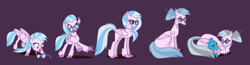 Size: 1920x496 | Tagged: safe, artist:magerblutooth, gallus, silverstream, griffon, hippogriff, g4, age progression, baby, baby gallus, chickub, elderly, female, glasses, grey hair, hair bun, jewelry, necklace, older, older silverstream, sequence, silly, story included, tongue out, wrinkles, younger