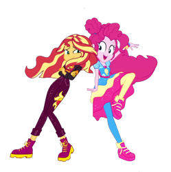 Size: 1562x1567 | Tagged: safe, edit, edited screencap, screencap, pinkie pie, sunset shimmer, equestria girls, equestria girls series, g4, sunset's backstage pass!, spoiler:eqg series (season 2), duo, female, music festival outfit, not a vector, simple background, transparent background