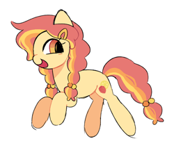 Size: 640x552 | Tagged: safe, artist:risswm, oc, oc only, earth pony, pony, female, hair tie, hairclip, mare, open mouth, open smile, simple background, smiling, solo, white background