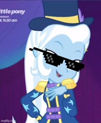 Size: 400x488 | Tagged: safe, edit, edited screencap, screencap, trixie, equestria girls, equestria girls specials, g4, my little pony equestria girls: better together, my little pony equestria girls: spring breakdown, deal with it, meme, sunglasses, swag glasses