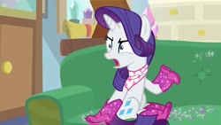 Size: 1920x1080 | Tagged: safe, screencap, rarity, pony, g4, the end in friend, boots, glitter boots, shoes, solo, starlight's office