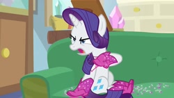 Size: 1920x1080 | Tagged: safe, editor:rarity vrymer collective, screencap, rarity, the end in friend, boots, glitter boots, shoes, solo, starlight's office