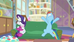 Size: 1920x1080 | Tagged: safe, screencap, rainbow dash, rarity, g4, the end in friend, boots, glitter boots, shoes, starlight's office