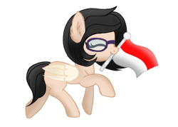 Size: 735x523 | Tagged: safe, artist:be_yourself, oc, oc only, oc:altersmay (irl), pegasus, pony, black hair, eyes closed, female, flag, glasses, ibispaint x, indonesia, indonesian flag, mare, raised hoof, simple background, solo, transparent background, wings