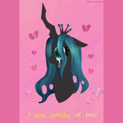 Size: 1080x1080 | Tagged: safe, artist:vtya, queen chrysalis, changeling, changeling queen, g4, better source needed, broken hearts, crying, female, profile, solo