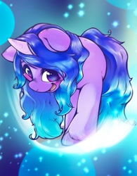 Size: 1265x1622 | Tagged: safe, artist:kurogewapony, izzy moonbow, pony, unicorn, g5, my little pony: a new generation, abstract background, blushing, female, looking at you, mare, open mouth, open smile, smiling, smiling at you, solo, unshorn fetlocks