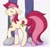 Size: 2133x1995 | Tagged: safe, artist:barlerd, artist:terri hovei, roseluck, human, pony, g4, behaving like a cat, collar, commission, commissioner:doom9454, cute, female, mare, pet tag, pony pet, raised hoof, rosabetes, rosepet, simple background, white background