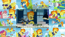 Size: 1280x721 | Tagged: safe, edit, edited screencap, editor:quoterific, screencap, angel wings, bulk biceps, cloudchaser, lightning dust, meadow flower, mercury, rainbow dash, scootaloo, spitfire, starry eyes (character), sunshower raindrops, thunderlane, pegasus, pony, g4, newbie dash, season 3, season 6, season 8, the washouts (episode), top bolt, wonderbolts academy, bitchfire, blowing whistle, clothes, female, filly, foal, full body wing and hoof cast drinking through a straw, male, mare, necktie, spitfire's office, spitfire's tie, spitfire's whistle, stallion, sunglasses, that pony sure does love whistles, uniform, whistle, whistle necklace, wonderbolts dress uniform, yelling
