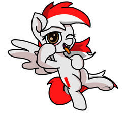 Size: 1672x1500 | Tagged: safe, artist:exoticeon, oc, oc only, pegasus, pony, akanbe, eyelid pull, female, pegasus oc, simple background, solo, tongue out, transparent background