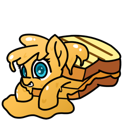 Size: 1500x1500 | Tagged: safe, artist:exoticeon, oc, oc only, food pony, pony, cheese, female, food, grilled cheese, ponified, sandwich, simple background, solo, transparent background