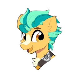 Size: 1500x1500 | Tagged: safe, artist:yaco, hitch trailblazer, earth pony, pony, g5, belt, chest fluff, cute, hitchbetes, male, markings, open mouth, simple background, solo, stallion, white background