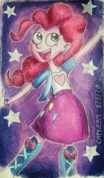 Size: 1280x2171 | Tagged: safe, artist:retroneb, pinkie pie, equestria girls, g4, boots, clothes, shoes, smiling, solo, traditional art