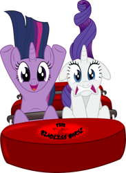 Size: 2094x2863 | Tagged: safe, artist:blackgryph0n, rarity, twilight sparkle, pony, unicorn, g4, female, high res, roller coaster, simple background, transparent background, unicorn twilight, vector