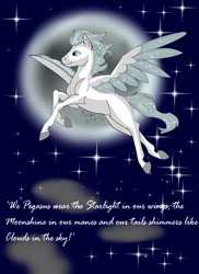 Size: 1275x1752 | Tagged: safe, artist:silbernepegasus, oc, oc only, oc:northice, pegasus, pony, moon, solo, stars