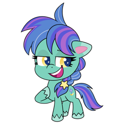 Size: 1280x1280 | Tagged: safe, artist:horse-time-babey, oc, oc only, oc:casterbay, earth pony, pony, g4, g4.5, my little pony: pony life, female, g4 to g4.5, lidded eyes, mare, open mouth, open smile, simple background, smiling, solo, transparent background