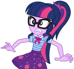 Size: 3059x2866 | Tagged: safe, artist:sketchmcreations, sci-twi, twilight sparkle, equestria girls, equestria girls specials, g4, my little pony equestria girls: better together, my little pony equestria girls: holidays unwrapped, the cider louse fools, bowtie, female, frown, geode of telekinesis, glasses, gritted teeth, high res, magical geodes, simple background, solo, surprised, teeth, transparent background, vector