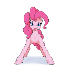 Size: 2093x2129 | Tagged: safe, artist:aquaticvibes, pinkie pie, earth pony, pony, :3, :p, female, front view, looking at you, mare, ponk, silly, silly pony, simple background, smiling, smiling at you, solo, tongue out, white background
