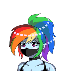 Size: 2000x2000 | Tagged: safe, artist:artevi, rainbow dash, equestria girls, g4, bust, high res, mask, ponytail, simple background, solo, transparent background