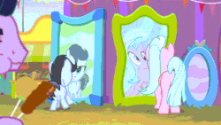 Size: 1920x1080 | Tagged: safe, screencap, shady daze, smooth move, tender brush, winter lotus, earth pony, pony, g4, growing up is hard to do, season 9, animated, butt, colt, female, foal, funhouse mirror, gif, male, mare, mirror, plot, stallion