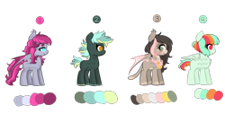 Size: 1138x576 | Tagged: safe, artist:kaikururu, oc, oc only, bat pony, earth pony, pegasus, pony, base used, bat pony oc, bat wings, earth pony oc, female, mare, pegasus oc, simple background, transparent background, wings