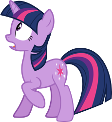 Size: 3000x3254 | Tagged: safe, artist:cloudy glow, twilight sparkle, pony, unicorn, a canterlot wedding, g4, season 2, .ai available, female, full body, high res, hooves, horn, looking up, mare, multicolored mane, multicolored tail, open mouth, raised hoof, simple background, solo, standing, surprised, tail, transparent background, unicorn twilight, vector