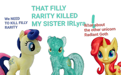 Size: 1920x1200 | Tagged: safe, bon bon, lyra heartstrings, sunset shimmer, sweetie drops, earth pony, pony, unicorn, comic:insane filly rarity, g4, g4.5, 1000 years in photoshop, adorabon, alternate hairstyle, blind bag, bon bon plushie, cute, exclamation point, female, glitter, horn, implied murder, implied radiant hope, implied rarity, irl, irl toy, irlyra, looking at someone, looking at you, missing hair streaks, photo, plushie, pony friends (g4.5), shimmerbetes, simple background, sparkles, sparkly body, sparkly coat, sparkly horn, sparkly mane, sparkly tail, tail, toy, transparent background, trio, trio female, wat