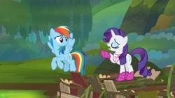 Size: 1920x1080 | Tagged: safe, screencap, rainbow dash, rarity, g4, the end in friend, boots, glitter boots, shoes