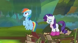 Size: 1920x1080 | Tagged: safe, screencap, rainbow dash, rarity, g4, the end in friend, boots, glitter boots, shoes