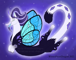 Size: 1280x1012 | Tagged: safe, artist:winterfrostwing, discord, nightmare rarity, draconequus, g4, 2022, draconequified, fusion, fusion:discord, fusion:nightmare rarity, glowing, grid, species swap, watermark