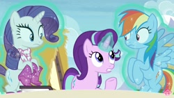 Size: 1920x1080 | Tagged: safe, screencap, rainbow dash, rarity, starlight glimmer, pegasus, pony, unicorn, g4, season 8, the end in friend, boots, female, glitter boots, mare, shoes