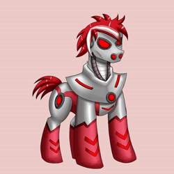 Size: 960x960 | Tagged: safe, artist:zachc, oc, oc:ivisren red, cyborg, cyborg pony, pony, robot, robot pony, antagonist, commission, commissioner:iv's, oc villain, red eyes, solo