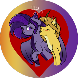 Size: 1400x1400 | Tagged: safe, artist:thecommandermiky, oc, pegasus, pony, unicorn, heart, love