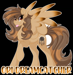 Size: 1280x1308 | Tagged: safe, artist:thehaywaiianhorse, oc, oc:ori dreamcatcher, pegasus, pony, black background, female, mare, simple background, solo, tongue out