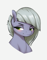 Size: 1408x1797 | Tagged: safe, artist:aquaticvibes, limestone pie, earth pony, pony, g4, blushing, bust, cute, female, lidded eyes, limabetes, mare, portrait, simple background, solo, white background