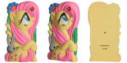 Size: 3600x1800 | Tagged: safe, fluttershy, butterfly, g4, action figure insider, blue eyes, chara-bricks, open mouth, pink hair, pink mane, wings, yellow skin, yellow wings