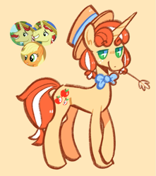 Size: 897x1017 | Tagged: safe, artist:bumblesnail-art, applejack, flam, flim, oc, oc only, pony, unicorn, g4, brothers, flim flam brothers, fusion, siblings, solo