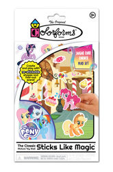 Size: 527x800 | Tagged: safe, applejack, fluttershy, pinkie pie, rainbow dash, rarity, twilight sparkle, alicorn, pony, g4, applejack's hat, blue eyes, blue skin, blue wings, candy, colorforms, cowboy hat, cupcake, curly hair, curly mane, food, green eyes, hat, horn, light skin, lollipop, multicolored hair, my little pony logo, orange skin, pale skin, pink hair, pink mane, purple eyes, purple hair, purple skin, purple wings, rainbow hair, red eyes, sticker, sweets, twilight sparkle (alicorn), wings, yellow skin