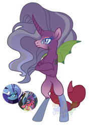 Size: 704x985 | Tagged: safe, artist:blues-edits, artist:box-of-ideas, oc, hybrid, base used, bipedal, crack ship offspring, crack shipping, female, interspecies offspring, magical lesbian spawn, offspring, parent:cosmos, parent:nightmare rarity, shipping, simple background, transparent background