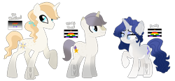 Size: 1072x497 | Tagged: safe, artist:bookieverse-nextgen, prince blueblood, rarity, oc, oc:shining jewel, g4, base used, bookieverse, family, female, freckles, headcanon, male, next generation, offspring, parent:prince blueblood, parent:rarity, parents:rariblood, pride flag, redesign, sexuality headcanon, ship:rariblood, shipping, simple background, straight, transparent background